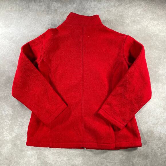 Vintage Women’s 90’s Eddie Bauer Embroidered Logo Soft Red Full Zip Sweater - Picture 2 of 4